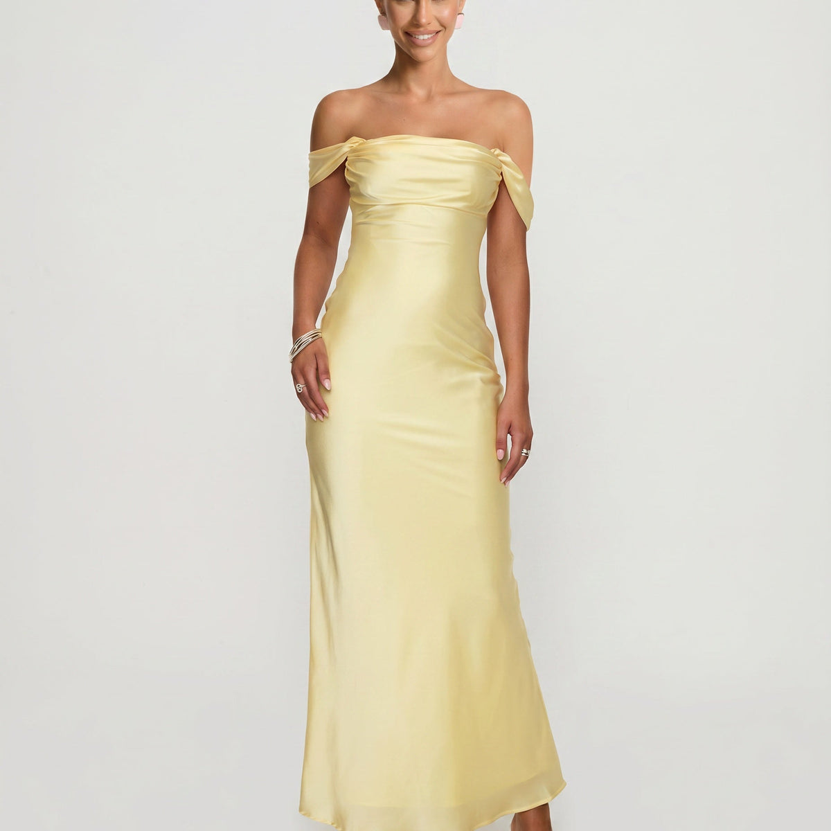 Off-Shoulder Ruched Maxi Dress
