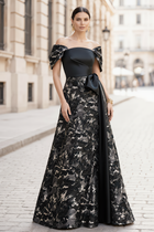 A-Line Jacquard Evening Gown