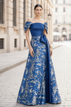 A-Line Jacquard Evening Gown