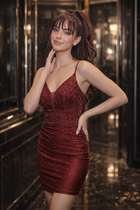 Sheath Sequin Homecoming Dress — Slim Spaghetti Straps