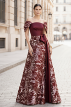 A-Line Jacquard Evening Gown