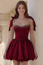 Rhinestone A-Line Satin Homecoming Dress