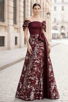 A-Line Jacquard Evening Gown