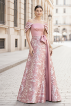 A-Line Jacquard Evening Gown