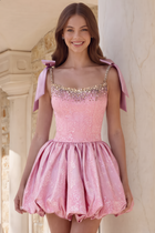 Rhinestone A-Line Satin Homecoming Dress