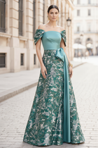 A-Line Jacquard Evening Gown