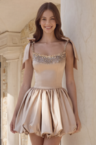Rhinestone A-Line Satin Homecoming Dress