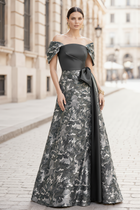 A-Line Jacquard Evening Gown