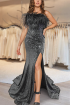 A-Line Sequins Evening Gown