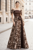 A-Line Jacquard Evening Gown