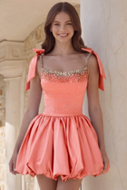 Rhinestone A-Line Satin Homecoming Dress
