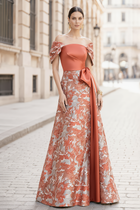 A-Line Jacquard Evening Gown