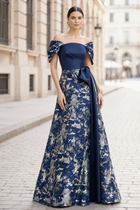 A-Line Jacquard Evening Gown