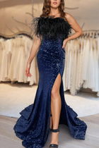A-Line Sequins Evening Gown