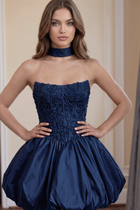 Bow-Accent A-Line Satin Homecoming Dress — Spaghetti-Strap