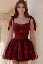 Rhinestone A-Line Satin Homecoming Dress