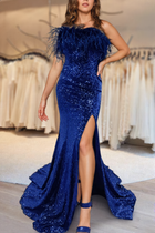 A-Line Sequins Evening Gown