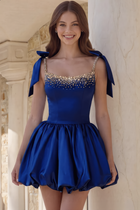 Rhinestone A-Line Satin Homecoming Dress