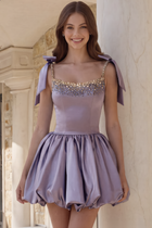 Rhinestone A-Line Satin Homecoming Dress