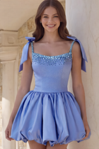 Rhinestone A-Line Satin Homecoming Dress