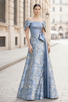 A-Line Jacquard Evening Gown