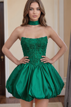 Bow-Accent A-Line Satin Homecoming Dress — Spaghetti-Strap