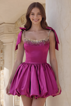Rhinestone A-Line Satin Homecoming Dress