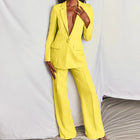 Notched Lapel Straight-Leg Trousers Woven Suit Set