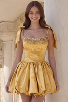 Rhinestone A-Line Satin Homecoming Dress