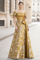 A-Line Jacquard Evening Gown