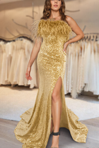 A-Line Sequins Evening Gown