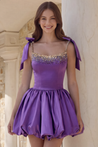Rhinestone A-Line Satin Homecoming Dress