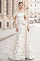 A-Line Jacquard Evening Gown