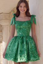 Rhinestone A-Line Satin Homecoming Dress