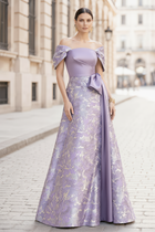 A-Line Jacquard Evening Gown