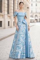 A-Line Jacquard Evening Gown