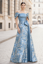 A-Line Jacquard Evening Gown