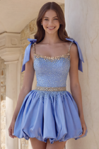 Rhinestone A-Line Satin Homecoming Dress