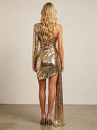 Mermaid Sequin Homecoming Dress — Asymmetric One-Shoulder