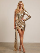 Mermaid Sequin Homecoming Dress — Asymmetric One-Shoulder