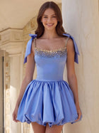 Rhinestone A-Line Satin Homecoming Dress