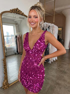 Sheath Sequin Homecoming Dress — V-Neckline