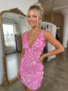 Sheath Sequin Homecoming Dress — V-Neckline