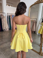 Bow-Accent A-Line Satin Homecoming Dress