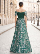 A-Line Jacquard Evening Gown