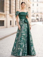 A-Line Jacquard Evening Gown
