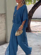 Draped Wide-Leg Two-Piece Set