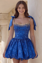 Rhinestone A-Line Satin Homecoming Dress