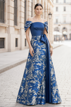 A-Line Jacquard Evening Gown