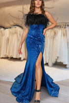 A-Line Sequins Evening Gown